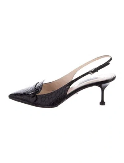 Pre-owned Prada Leather Slingback Pumps In Black