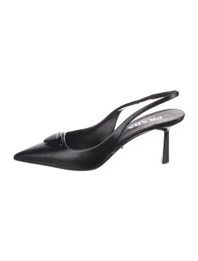 Pre-owned Prada Leather Slingback Pumps In Black