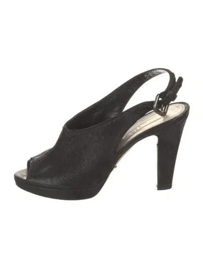 Pre-owned Prada Leather Slingback Pumps In Black