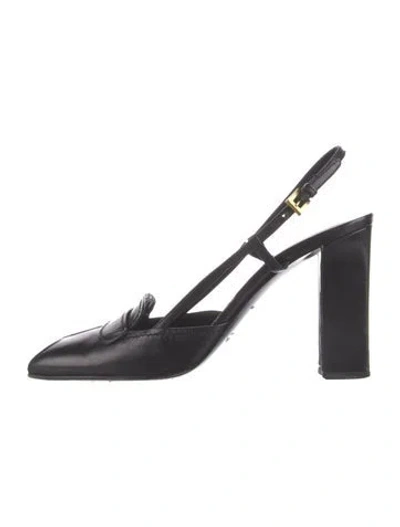 Pre-owned Prada Leather Slingback Pumps In Black