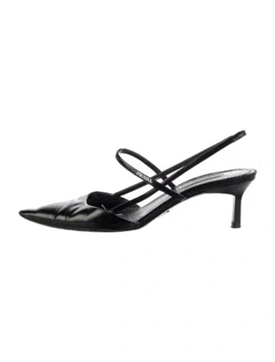 Pre-owned Prada Leather Slingback Pumps In Black