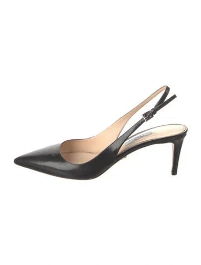 Pre-owned Prada Leather Slingback Pumps In Black