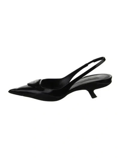Pre-owned Prada Leather Slingback Pumps In Black
