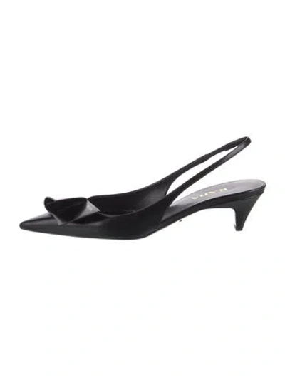 Pre-owned Prada Leather Slingback Pumps In Black
