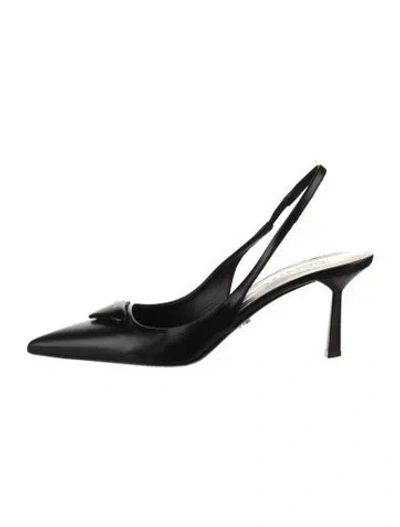 Pre-owned Prada Leather Slingback Pumps In Black