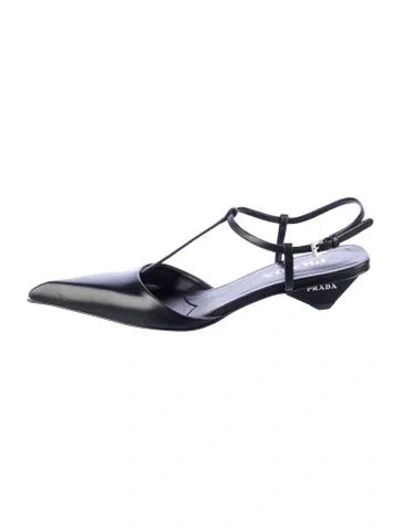 Pre-owned Prada Leather Slingback Pumps In Black