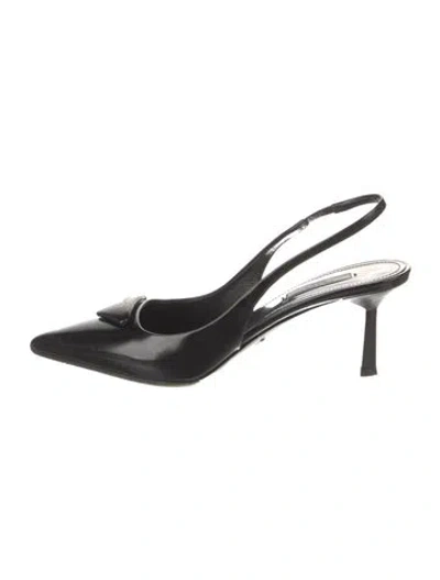Pre-owned Prada Leather Slingback Pumps In Black