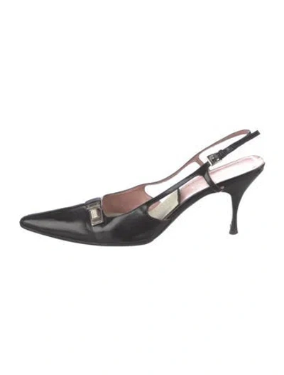 Pre-owned Prada Leather Slingback Pumps In Black