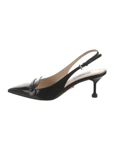 Pre-owned Prada Leather Slingback Pumps In Black