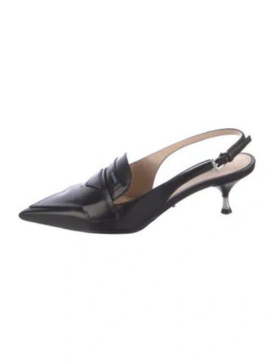Pre-owned Prada Leather Slingback Pumps In Black