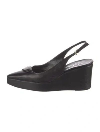 Pre-owned Prada Leather Slingback Pumps In Black