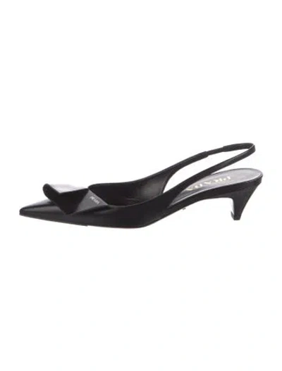 Pre-owned Prada Leather Slingback Pumps In Black