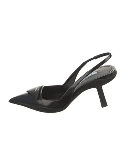 Pre-owned Prada Leather Slingback Pumps In Black
