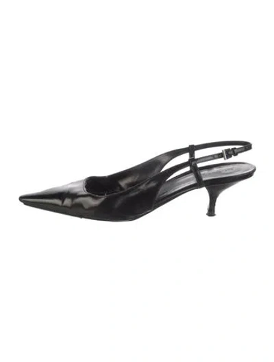Pre-owned Prada Leather Slingback Pumps In Black