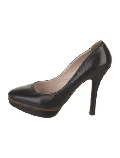 Pre-owned Prada Leather Slingback Pumps In Black