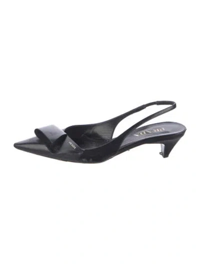 Pre-owned Prada Leather Slingback Pumps In Black