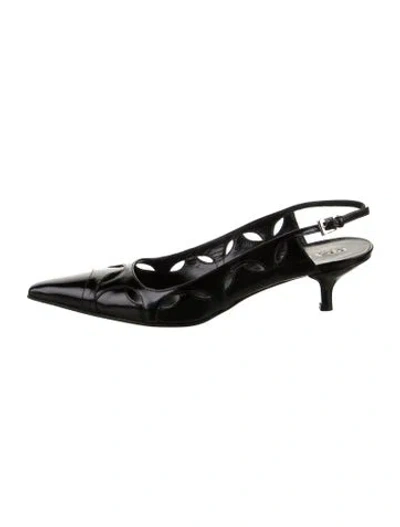 Pre-owned Prada Leather Slingback Pumps In Black