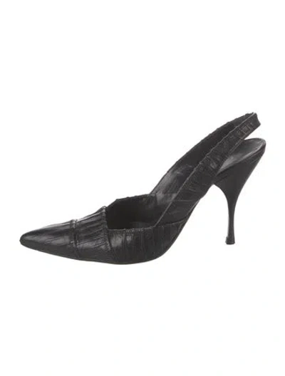 Pre-owned Prada Leather Slingback Pumps In Black