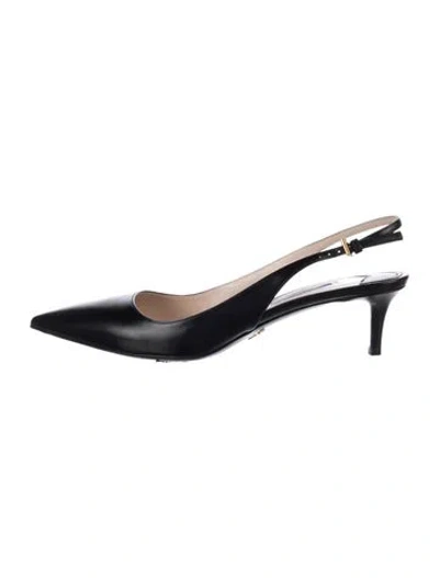 Pre-owned Prada Leather Slingback Pumps In Black