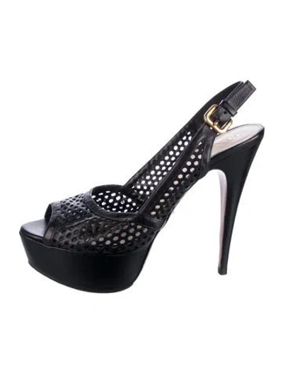Pre-owned Prada Leather Slingback Pumps In Black