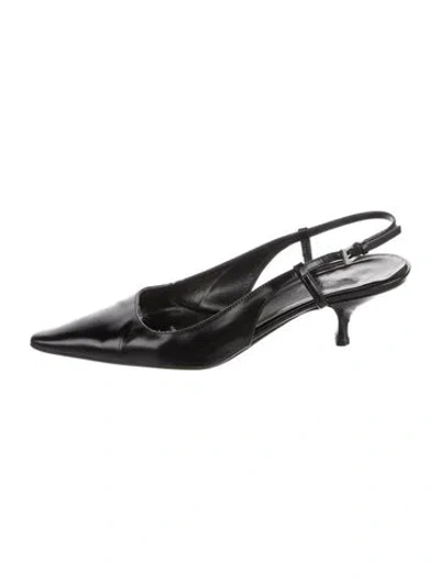Pre-owned Prada Leather Slingback Pumps In Black