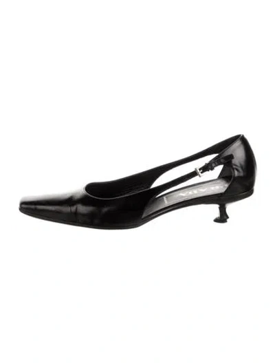 Pre-owned Prada Leather Slingback Pumps In Black