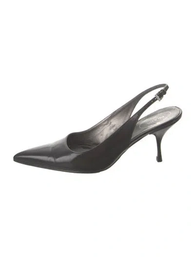 Pre-owned Prada Leather Slingback Pumps In Black