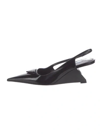 Pre-owned Prada Leather Slingback Pumps In Black