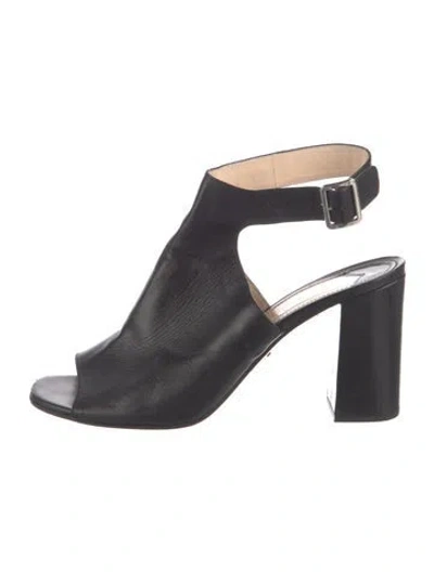 Pre-owned Prada Leather Slingback Pumps In Black