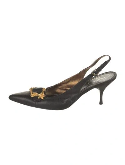 Pre-owned Prada Leather Slingback Pumps In Black
