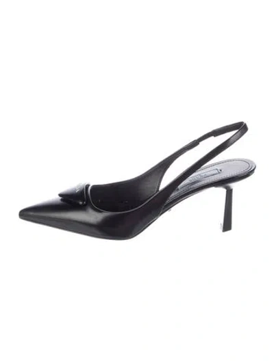 Pre-owned Prada Leather Slingback Pumps In Black