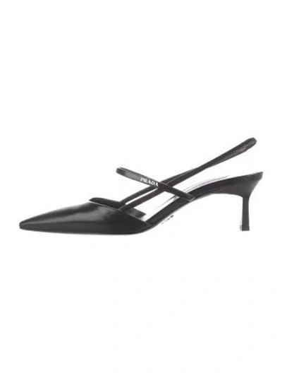 Pre-owned Prada Leather Slingback Pumps In Black