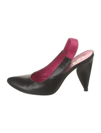 Pre-owned Prada Leather Slingback Pumps In Black