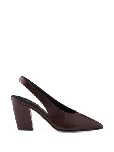 Prada Leather Slingback Pumps In Black