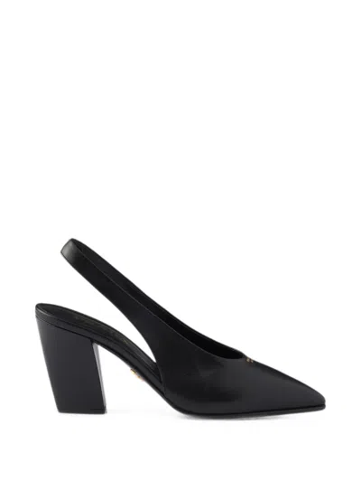 Prada Leather Slingback Pumps In Black