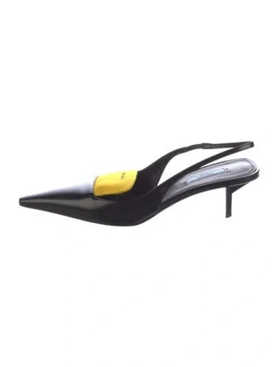 Pre-owned Prada Leather Slingback Pumps In Black