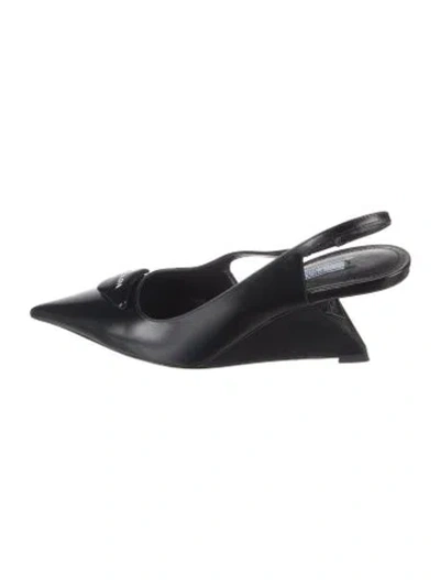 Pre-owned Prada Leather Slingback Pumps In Black