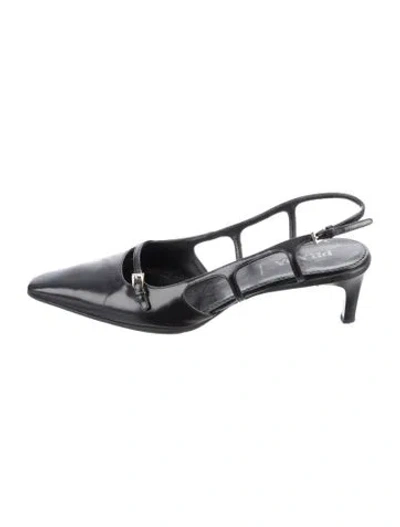 Pre-owned Prada Leather Slingback Pumps In Black
