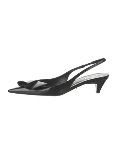 Pre-owned Prada Leather Slingback Pumps In Black
