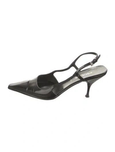 Pre-owned Prada Leather Slingback Pumps In Black