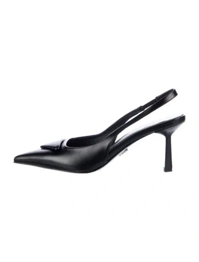 Pre-owned Prada Leather Slingback Pumps In Black