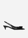 Prada Elegant Leather Slingback Pumps With Pointed Toe In Black