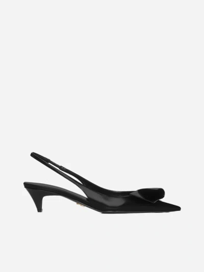 Prada Leather Slingback Pumps In Black