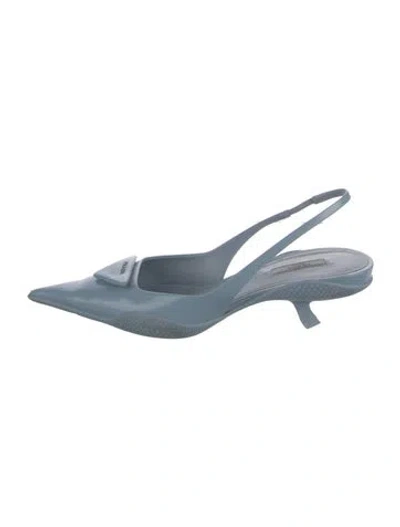 Pre-owned Prada Leather Slingback Pumps In Blue