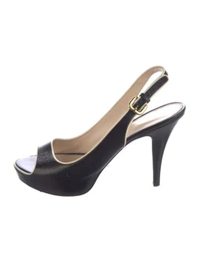 Pre-owned Prada Leather Slingback Pumps In Blue