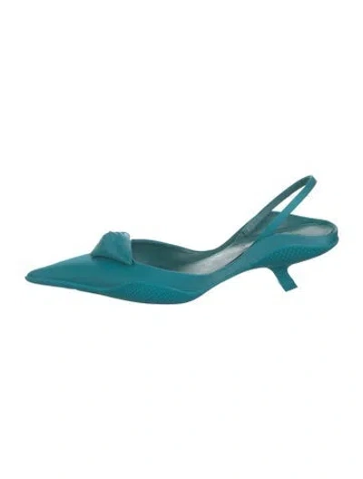 Pre-owned Prada Leather Slingback Pumps In Blue