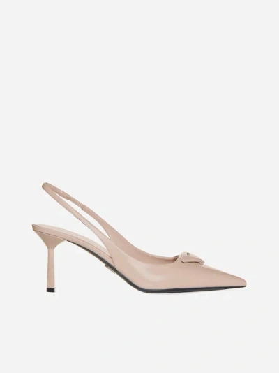 Prada Leather Slingback Pumps In Blush