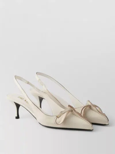 Prada Leather Slingback Pumps Bow Kitten Heel