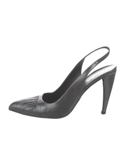 Pre-owned Prada Leather Slingback Pumps In Gray