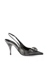Prada Leather Slingback Pumps In Gray